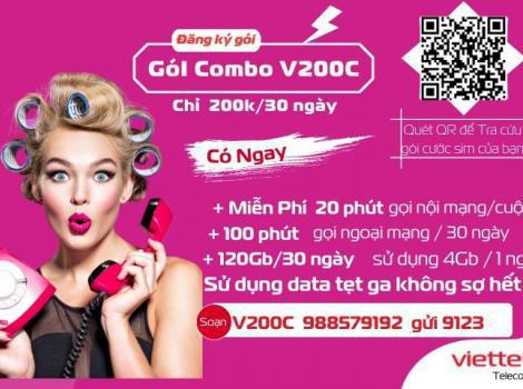 Gói Cước V200C Viettel Ưu Đãi 120Gb Data 1 Tháng 2025
