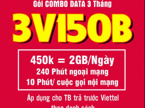 Chỉ 150k/ tháng với 3V150B nhận ngay 180Gb tốc độ cao + miễn phí cước thoại trong 3 tháng