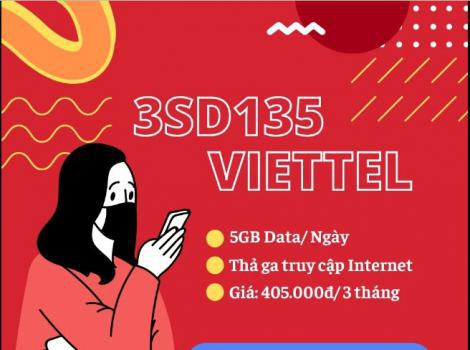 Đăng ký SD135 Viettel nhận 5Gb/ ngày với 135k/ tháng