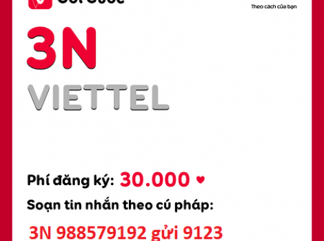 3N Viettel (3 ngày) 30k có 15Gb data 4G + free cước thoại nội mạng ngoại mạng