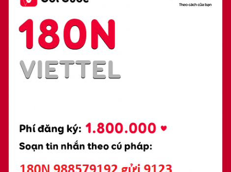 Gói cước 180N Viettel 180 ngày ưu đãi khủng