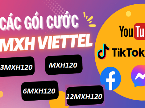 Gói cước MXH Viettel 120k/ tháng -  Free 100% data truy cập mạng xã hội