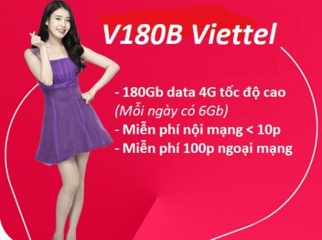 Gói 4G Viettel tháng cước phí 180k/ tháng 180Gb tốc độ cao