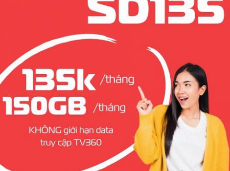 Gói 4G Viettel tháng cước phí 135k - 150Gb data + TV360 không giới hạn