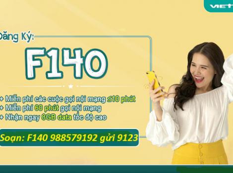 Gói combo Viettel tháng cước phí 140k - Free phút gọi + data tốc độ cao