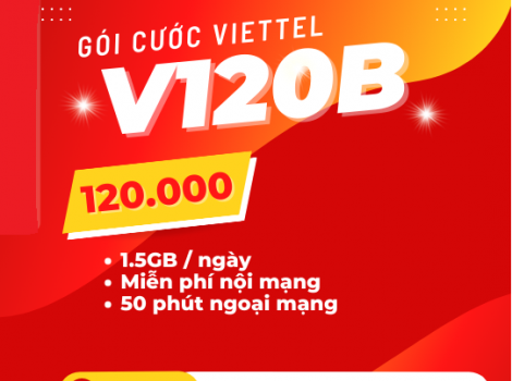 Gói cước Viettel siêu data 45Gb 120k/ tháng Free cước nội, ngoại mạng