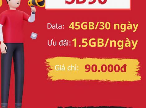 Vui tết với gói cước SD90 không lo hết data ưu đãi 45Gb data tốc độ cao