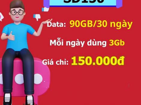 Vui tết với gói cước SD150 không lo hết data ưu đãi 90Gb data tốc độ cao