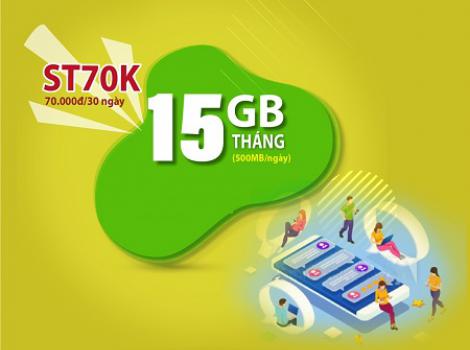 Vui tết với gói cước ST70K không lo hết data ưu đãi 15Gb data siêu tốc độ