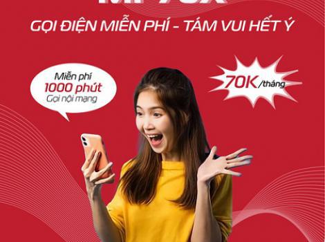 Gọi nội mạng free cả tháng với gói cước MP70X chỉ 70k 1 tháng
