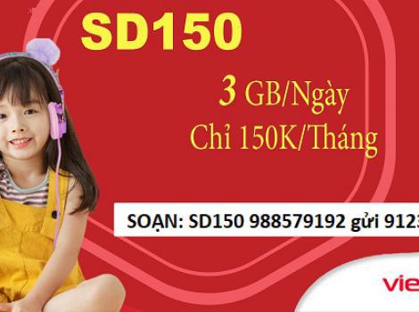 Đăng ký gói cước SD150 nhận ngay ưu đãi 90Gb chỉ 150k 1 tháng