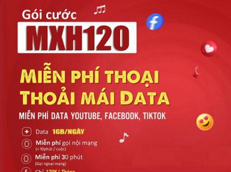 Gói cước đa chu kỳ Free data Tiktok, Facebook, Youtube và ưu đãi gọi nội ngoại mạng cước phí 120K