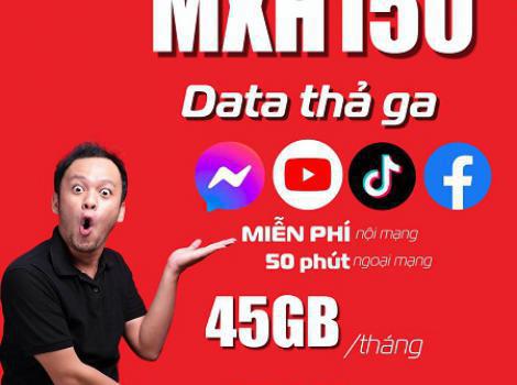 Gói cước đa chu kỳ Free data Tiktok, Facebook, Youtube và ưu đãi gọi nội ngoại mạng cước phí 150K