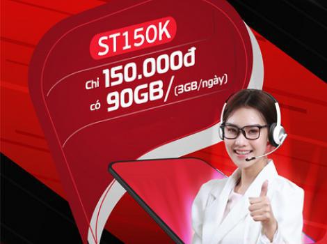 Gói ST150K Viettel: Cước Phí 150K / Tháng 3Gb Mỗi Ngày
