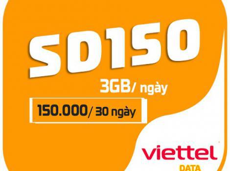 Gói SD150 Viettel: 90GB Data Tốc Độ Cao – 30 Ngày Tiện Ích