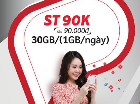 Vui tết với gói cước ST90K không lo hết data ưu đãi 30Gb data siêu tốc độ