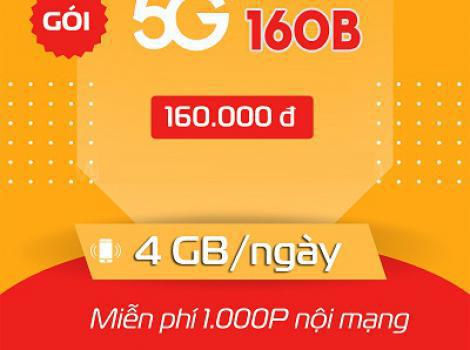 Gói 5G160B Viettel: 120GB tốc độ cao, miễn phí gọi nội ngoại mạng