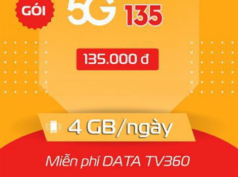 Gói cước 5G135 Viettel: 120GB Data tốc độ cao mỗi tháng