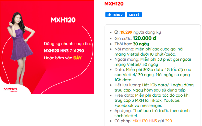 MXH120 Viettel Mới