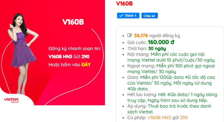 v160b viettel mới nhất