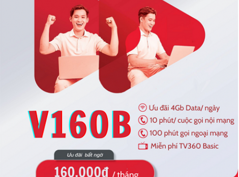 Nhận combo ưu đãi data + cước gọi thoại chỉ với cước phí 160.000đ 1 tháng