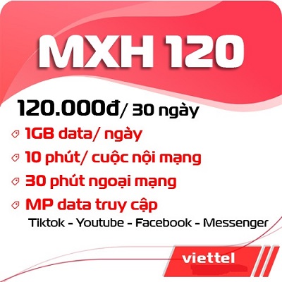 Gói cước mạng xã hội MXH120 Viettel