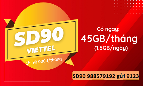 Gói 4G Viettel tháng cước phí 90k