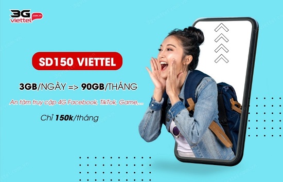 Ưu đãi 90Gb data tốc độ cao cước phí chỉ 150K 1 tháng với gói SD150