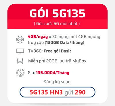 gói cước 5G135 Viettel