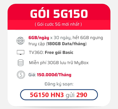 gói cước 5G150 Viettel