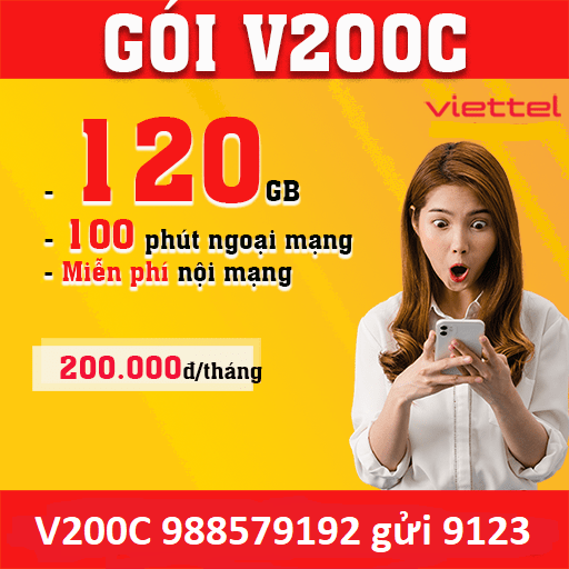 Gói cước Viettel siêu data 120Gb 200k/ tháng