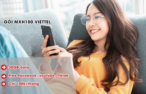 Gói cước đa chu kỳ Free data Tiktok, Facebook, Youtube cước phí 100K