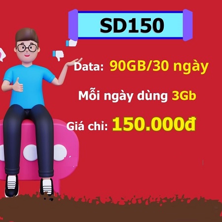 Vui tết với gói cước SD150 không lo hết data ưu đãi 90Gb data tốc độ cao