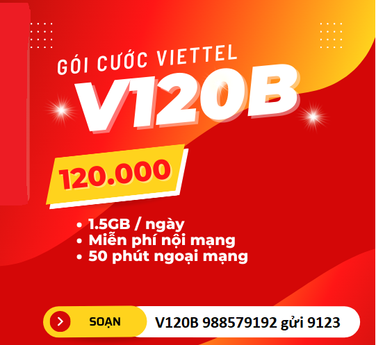 Gói cước Viettel siêu data 45Gb 120k/ tháng Free cước nội, ngoại mạng