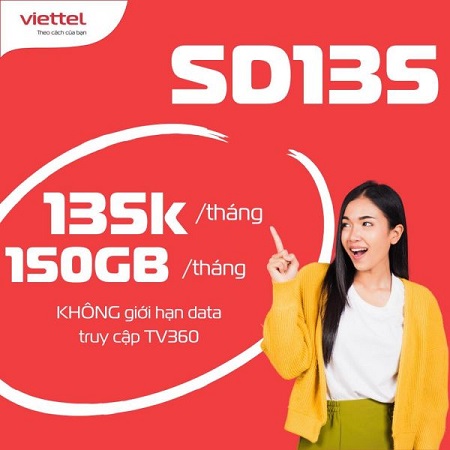 Gói 4G Viettel tháng cước phí 135k