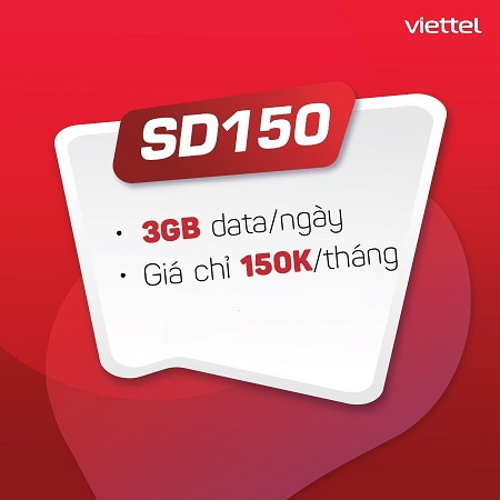 Gói 4G Viettel tháng cước phí 150k