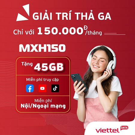 Gói cước không giới hạn data Tiktok, Youtube, Facebook và ưu đãi cước gọi thoại chỉ 150k 1 tháng