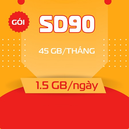 Ưu đãi 45Gb data tốc độ cao cước phí chỉ 90K 1 tháng với gói SD90
