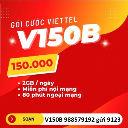 Gói cước Viettel siêu data 60Gb 150k/ tháng Free cước nội, ngoại mạng