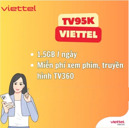 Gói cước 4G Viettel tốc độ cao TV95K cước phí 95K